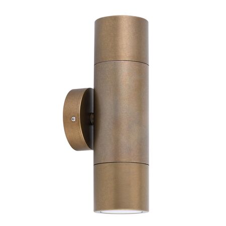 PILLAR S/ADJ GU10 Solid Aged Brass IP65 RND B/Plate