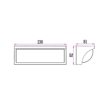 WALL S/M 13W LED TRI 1040Lm IP65 Curved Wedge Dark Grey Opal Diff
