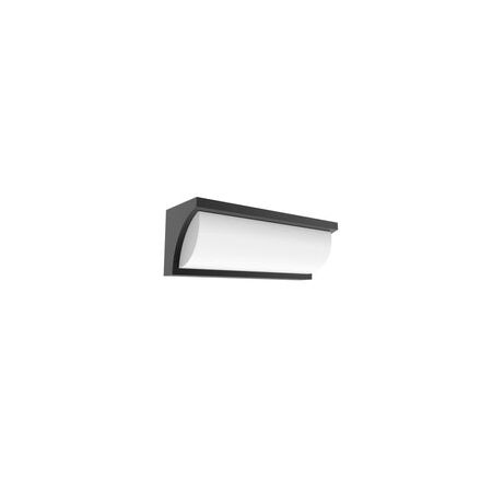 WALL S/M 13W LED TRI 1040Lm IP65 Curved Wedge Dark Grey Opal Diff
