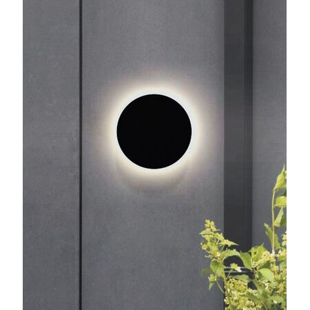 WALL S/M 12W RND Blk LED Tri 3K/4.2K/6.5K 1300 Lm IP65 Backlit OD180mm