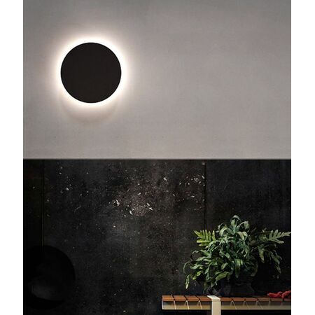 WALL S/M 12W RND Blk LED Tri 3K/4.2K/6.5K 1300 Lm IP65 Backlit OD180mm