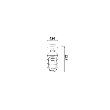 Wall/Ceiling S/M ES Cylinder Matt Blk Alum & Glass IP44 w/cage