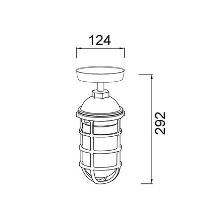Wall/Ceiling S/M ES Cylinder Matt Blk Alum & Glass IP44 w/cage