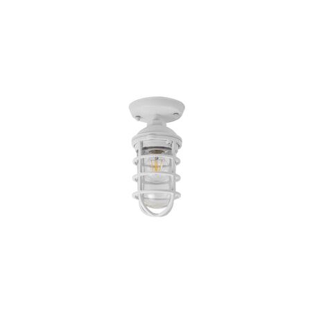 Wall/Ceiling S/M ES Cylinder Matt Wh Alum & Glass IP44 w/cage