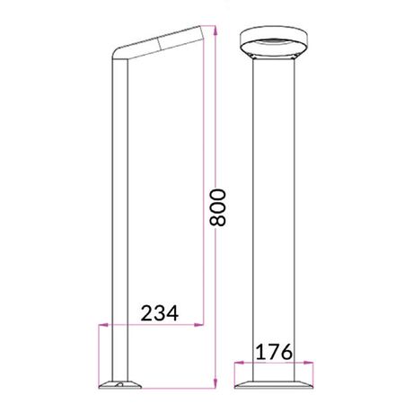 BOLLARD 7W HOOP Grey 3K IP54 H800mm 211 Lm
