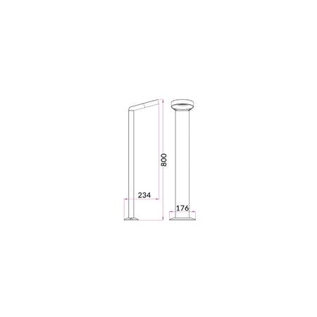 BOLLARD 7W HOOP Grey 3K IP54 H800mm 211 Lm