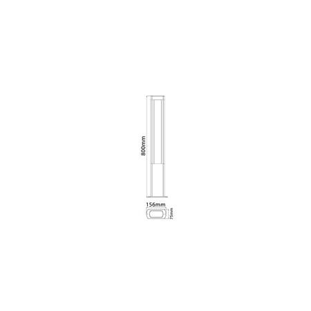 BOLLARD 12.5W RECT Matt Blk 3K IP54 H800mm 2 Diff 756 Lm