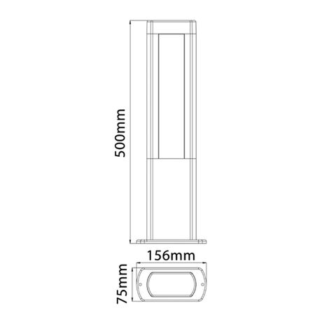 BOLLARD 10W RECT Matt Blk 3K IP54 H300mm 560 Lm