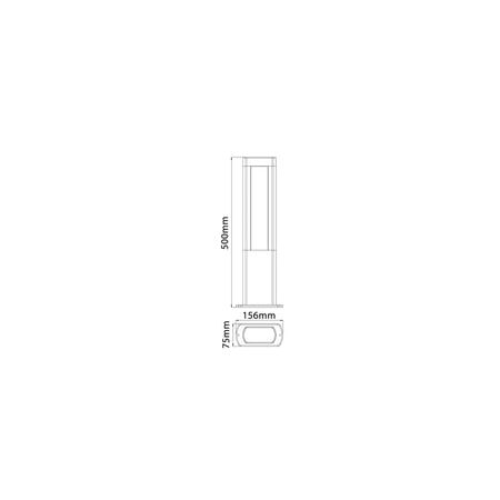 BOLLARD 12.5W RECT Matt Blk 3K IP54 H800mm 2 Diff 756 Lm