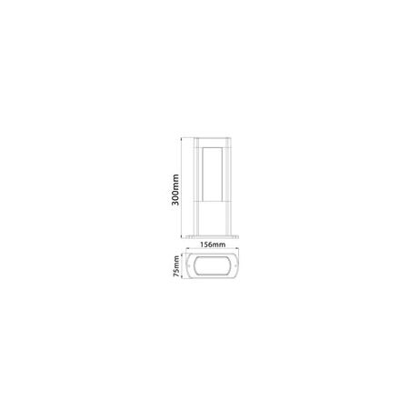 BOLLARD 10W RECT Matt Blk 3K IP54 H300mm 560 Lm