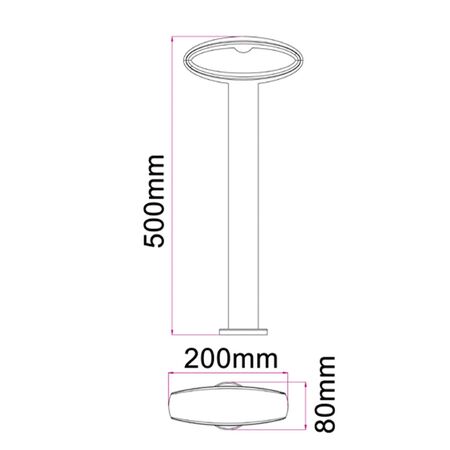 BOLLARD 9W OVAL (Open) Matt Blk 3K IP54 H800mm 355 Lm