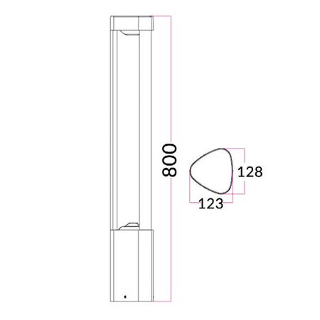 BOLLARD 7W TRNGL Grey 3K IP54 H800mm 120 Lm