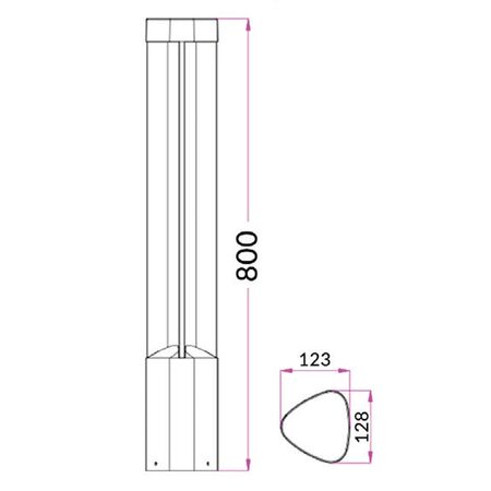 BOLLARD 7W TRNGL Grey 3K IP54 H800mm 120 Lm