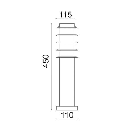 BOLLARD  LONG SS304 ES (Max 18W) LOUVERED BLK IP44