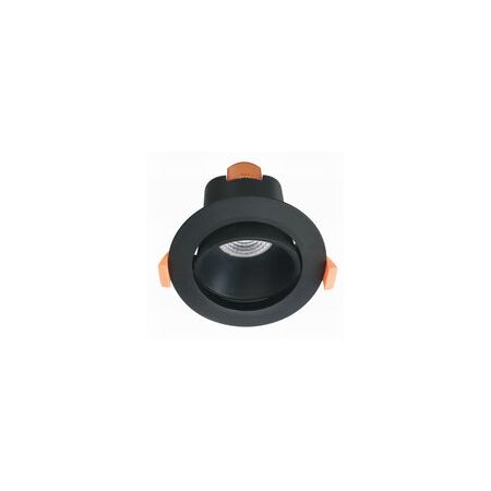 D/L FIXED DIMM 9W RND COB GIMBAL BLK Tri IP20 90mm P/C 800 Lm