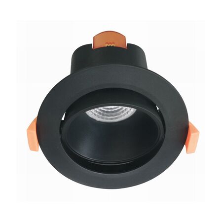 D/L FIXED DIMM 9W RND COB GIMBAL BLK Tri IP20 90mm P/C 800 Lm