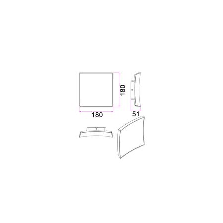 WALL S/M 13W LED TRI 1111Lm IP65 Curved Square Dark Grey