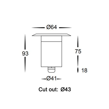 DECK 12V 3W RND SS316 6K IP67 F/Plate 64mm Open 180 Lm