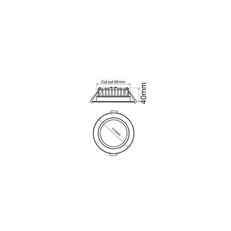 D/L FIXED DIMM 12W RND WH Tri IP44 90mm 1020 Lm