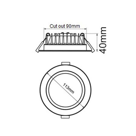 D/L FIXED DIMM 12W RND WH Tri IP44 90mm 1020 Lm