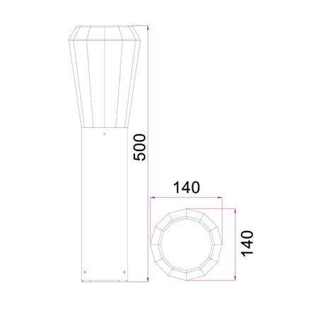 BOLLARD 13W TAPERED  Dark Grey 3K IP54 H500mm 580 Lm
