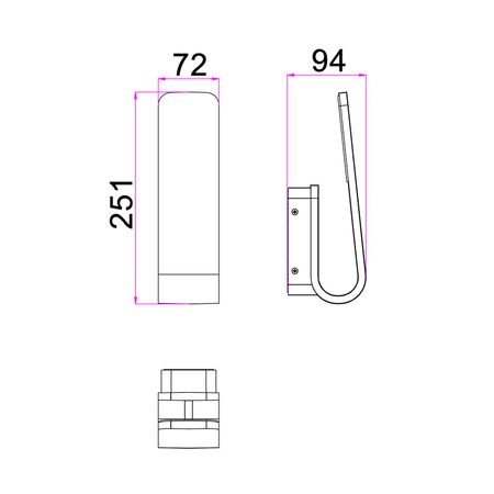 WALL S/M 7W LED TRI 536 Lm IP65 Hook Wh