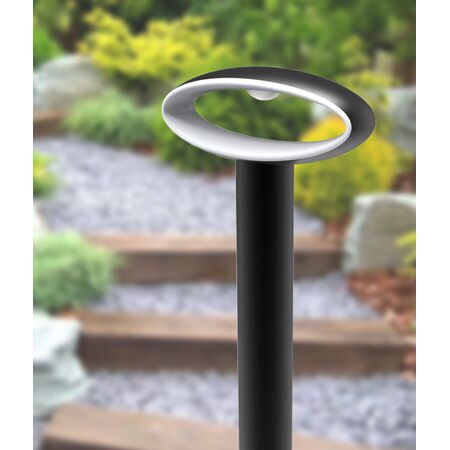 BOLLARD 9W OVAL (Open) Matt Blk 3K IP54 H800mm 355 Lm