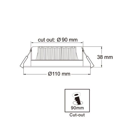 D/L FIXED 10W RND WH 5K IP20 90mm w/Motion Sensor 850 Lm