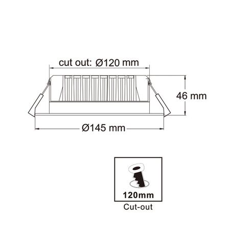 D/L FIXED 15W RND WH 3K IP20 120mm w/Motion Sensor 1200 Lm