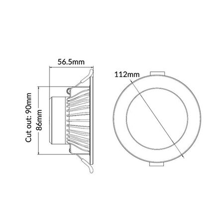 D/L FIXED DIMM 10W W/Face Changes Wh/SC Tri 90mm P/C 950Lm