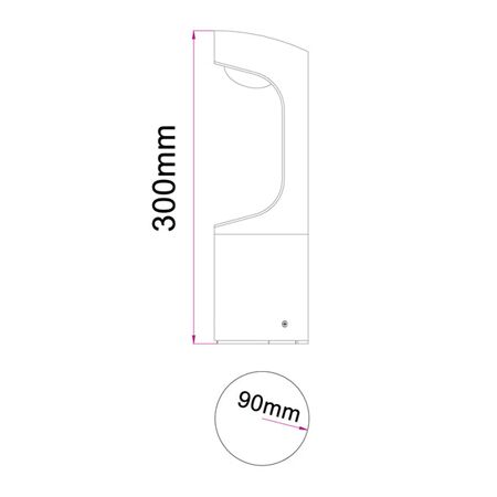 BOLLARD 9W RND Matt Blk w/Wh 3K IP54 H800mm 350 Lm
