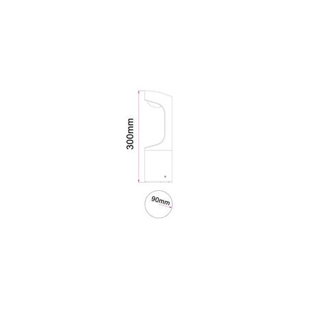 BOLLARD 9W RND Matt Blk w/Wh 3K IP54 H800mm 350 Lm