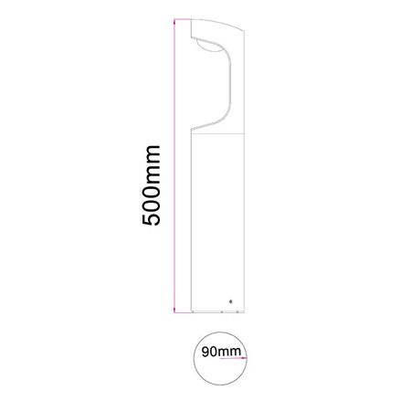 BOLLARD 9W RND Matt Blk w/Wh 3K IP54 H300mm 350 Lm