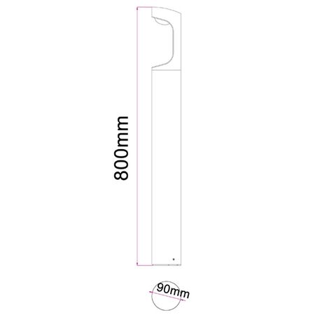 BOLLARD 9W RND Matt Blk w/Wh 3K IP54 H300mm 350 Lm