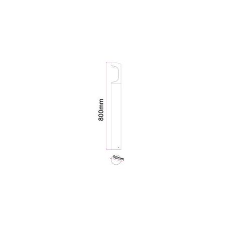 BOLLARD 9W RND Matt Blk w/Wh 3K IP54 H500mm 350 Lm