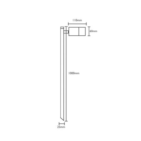 SPIKE S/ADJ 12V MR16 Blk IP65 L1000mm Cable encl Post
