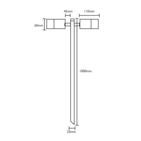SPIKE D/ADJ 12V MR16 COP IP65 L1000mm Cable encl Post