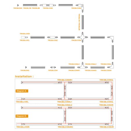 TRACK 3 Circuit  4 Wire 1M BLK (incl LIVE & END CAP)
