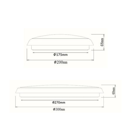 OYSTER LED DIMM RND Wh 24W Tri IP54 OD300mm 2200 Lm