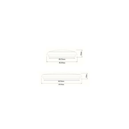 OYSTER LED DIMM RND Wh 24W Tri IP54 OD300mm 2200 Lm