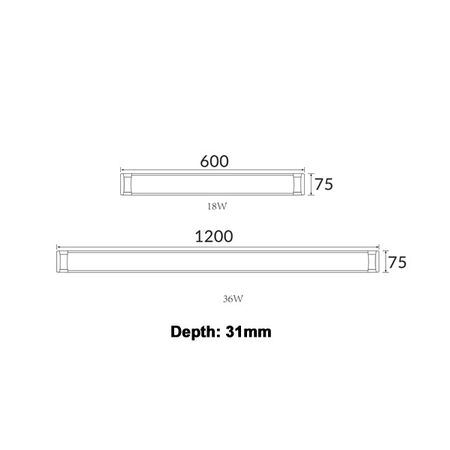 BATTEN LED S/M DIMM 36W Tri 4FT  IP20 W 75mm 3400 Lm