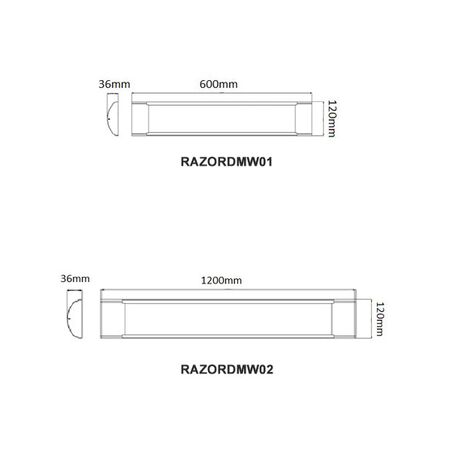 BATTEN LED S/M DIMM 36W Tri 4FT  IP20 W 120mm 3400 Lm