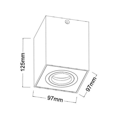 D/L FIXED S/M Gimbal GU10 SQ Matt Blk IP20 L125 x W97mm