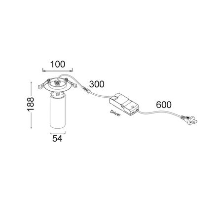 D/L Recessed Adjustable DIMM Spot 10W WH Tri IP20 90mm 850 Lm