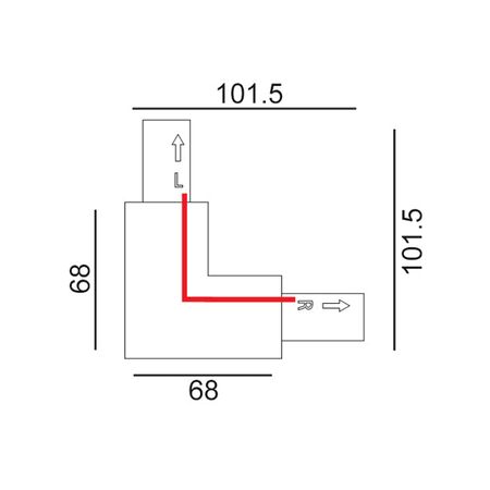 TRACK 3 Circuit 4 Wire L-Piece Connector - RIGHT WH