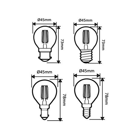 GLOBE LED SES F/RND DIMM Filament 4W 6000K CLR 400 Lm