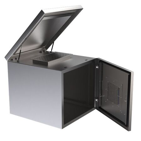CERTECH 9RU 600mm Deep Stainless Steel Outdoor Wall Mount Cabinet, IP45 Rated