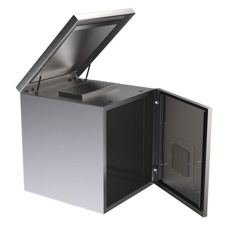 CERTECH 12RU 400mm Deep Stainless Steel Outdoor Wall Mount Cabinet, IP45 Rated