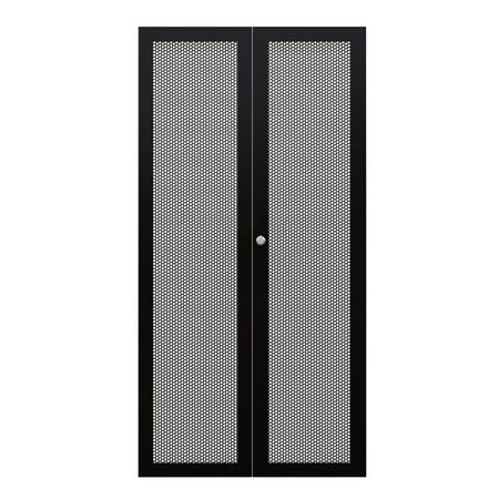 CERTECH Perforated Steel Barn Doors for 27RU 600mm Wide Premier Series Racks, w/ Small Round Lock