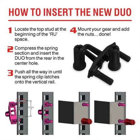 Rackstuds 50pc Pack, Duo 1RU Mounting Solution